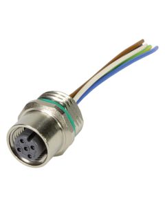 Złącze panelowe męskie M12 5P, proste, kod-A, z przewodami 0,25mm2 x 0.5m, Harting 21033176505