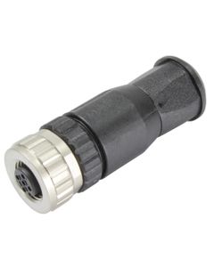 Złącze rozbieralne żeńskie M12 4P, proste, kod-A, zaciski śrubowe, dław. 4-8mm, M12-Screw-4P-ACOD-F-STR