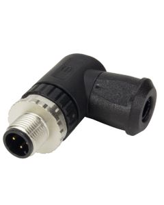 Złącze rozbieralne męskie M12 4P, kątowe, kod-A, zaciski śrubowe, dław. 4-8mm, M12-Screw-4P-ACOD-M-ANG