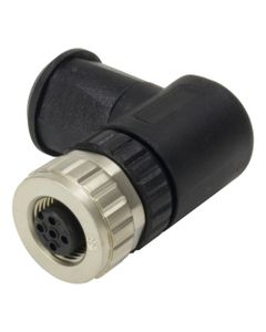 Złącze rozbieralne żeńskie M12 4P, kątowe, kod-A, zaciski śrubowe, dław. 4-8mm, M12-Screw-4P-ACOD-F-ANG