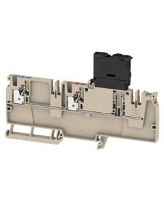 Złączka dystrybucyjna z bezpiecznikiem AAP22 4 LI-FS 100-250V, PUSH IN, 4 mm2, 250V, 6.3A, ciemnobeżowa, popychacz czerw...