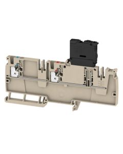 Złączka dystrybucyjna z bezpiecznikiem AAP22 4 LI-FS 60-150V, PUSH IN, 4 mm2, 250V, 6.3A, ciemnobeżowa, popychacz czerwo...