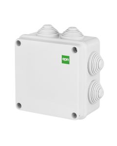 Puszka INDUSTRIAL 2701-02, hermetyczna n/t z dławicami (7 dławic), 129x129x61mm, IP55, tworzywo ABS, pokrywa szara