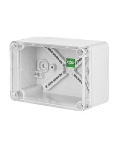 Puszka INDUSTRIAL 2703-01, hermetyczna n/t, 110x75x59mm, IP65, podstawa z ABS, pokrywa przezroczysta