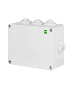 Puszka INDUSTRIAL 2703-02, hermetyczna n/t z dławicami (8 dławic), 130x95x58mm, IP55, tworzywo ABS, pokrywa szara