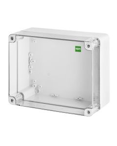 Puszka INDUSTRIAL 2720-01, hermetyczna n/t, 270x220x126mm, IP65, podstawa z ABS, pokrywa przezroczysta