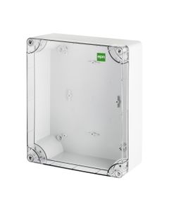 Puszka INDUSTRIAL 2723-01, hermetyczna n/t, 313x253x115mm, IP65, podstawa z ABS, pokrywa przezroczysta