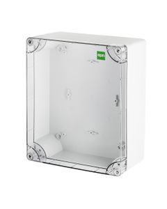 Puszka INDUSTRIAL 2726-01, hermetyczna n/t, 340x270x165mm, IP65, podstawa z ABS, pokrywa przezroczysta