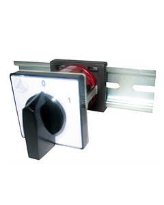 Łącznik krzywkowy 4G10-92-U S18, 10A, 4-bieg, 2-położ. (0-1), na szynę DIN, czarne pokrętło