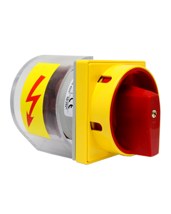 Łącznik krzywkowy 4G16-92-U S25, 16A, 4-bieg, 2-położ. (0-1), tablicowy, rozł. awaryjny i główny (żółta płytka, czerwone...