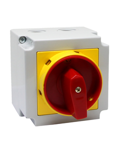 Łącznik krzywkowy 4G80-10-PK S6, 80A, 3-fazowy, 2-położ. (0-1), w obudowie, czerw. pokrętło, blokada kłódką