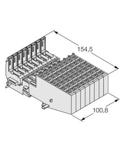 Moduł bazowy BL20-B6T-SBCSBC, podstawka pasywna do modułów (pasuje do BL20-32DO-24VDC-0.5A-P), złącza sprężynowe