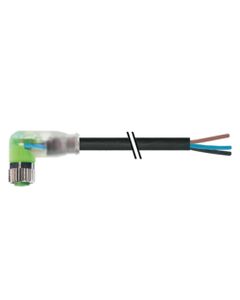 Przewód do czujników M8 3P złącze żeńskie kątowe, 3m PUR, 2xLED, 7000-08121-6300300