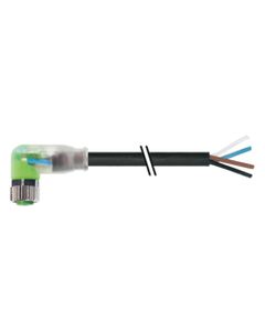 Przewód do czujników M8 4P złącze żeńskie kątowe, 3m PUR, 3xLED, 7000-08141-6310300