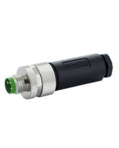 Złącze rozbieralne męskie M8 4P, proste, kod-A, zaciski śrubowe, dław. 2.5-5mm, żyły 0.14-0.5mm2