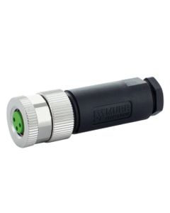 Złącze rozbieralne żeńskie M8 3P, proste, kod-A, zaciski śrubowe, dław. 2.5-5mm, żyły 0.14-0.5mm2