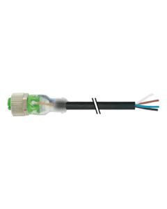 Przewód do czujników M12 4P złącze żeńskie proste, kod-A, 3m PUR, 3xLED, 7000-12231-6340300