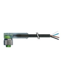 Przewód do czujników M12 4P złącze żeńskie kątowe, kod-A, 5m PUR, 3xLED, 7000-12421-6340500