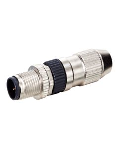 Złącze rozbieralne męskie MOSA M12 4P, proste, Slimline, zaciski nożowe, dław. 2.9-5.1mm, żyły 0.14-0.34mm2