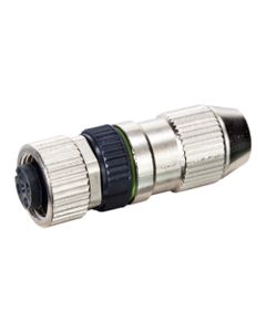 Złącze rozbieralne żeńskie MOSA M12 4P, proste, Slimline, zaciski nożowe, dław. 2.9-5.1mm, żyły 0.14-0.34mm2
