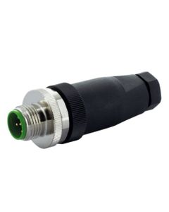 Złącze rozbieralne męskie M12 4P, proste, zaciski śrubowe, dław. 4-6mm, żyły max. 0.75mm2