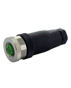 Złącze rozbieralne żeńskie M12 5P, proste, kod-A, zaciski śrubowe, dław. 4-6mm, żyły max. 0.75mm2