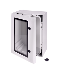 Obudowa ARCA 403015W, 400x300x150mm, poliwęglan, IP66, z płytą, drzwi transparentne, zamknięcie 2-pkt