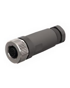 Złącze rozbieralne żeńskie M12 12P, proste B81121-0/PG9, kod-A, zaciski do lutowania, dław. 6-8mm, żyły 0.14-0.25mm2...
