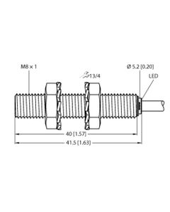 Czujnik indukcyjny BI2-EG08-AN6X, M8 Sn-2mm, 10-30V DC, NPN NO, czoło wbudowane, 3-przew. kabel 2m, stal nierdz. L41.5mm...