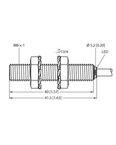 Czujnik indukcyjny BI2-EG08-AP6X, M8 Sn-2mm, 10-30V DC, PNP NO, czoło wbudowane, 3-przew. kabel 2m, stal nierdz. L41.5mm...