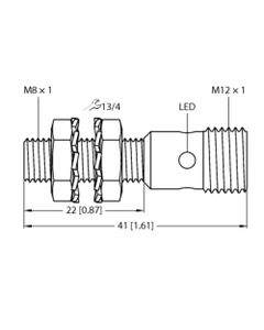 Czujnik indukcyjny BI2-EG08K-AP6X-H1341, M8 Sn-2mm, 10-30V DC, PNP NO, czoło wbudowane, 3-przew. konektor M12, stal nier...