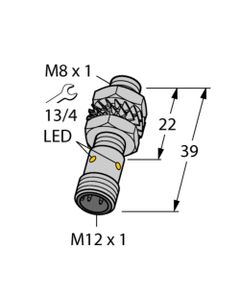 Czujnik indukcyjny BI2-EG08K-VN6X-H1341, M8 Sn-2mm, 10-30V DC, NPN NO/NC, czoło wbudowane, 4-przew. konektor M12, stal n...