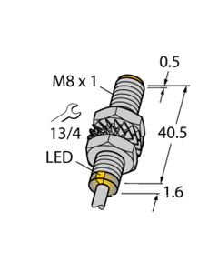 Czujnik indukcyjny BI2-M08E-AP6X, M8 Sn-2mm, 10-30V DC, PNP NO, czoło wbudowane, 3-przew. kabel 2m, mosiądz nikl. L42.1m...
