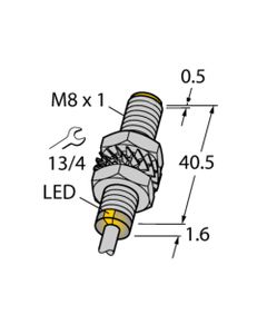 Czujnik indukcyjny BI2-M08E-VP6X 7M, M8 Sn-2mm, 10-30V DC, PNP NO/NC, czoło wbudowane, 4-przew. kabel 7m, mosiądz nikl. ...