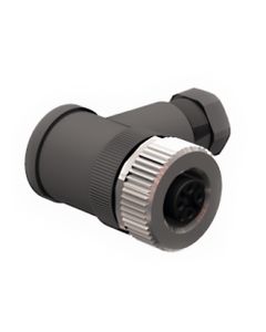 Złącze rozbieralne żeńskie M12 4P, kątowe BM8241-0, kod-A, zaciski śrubowe, dław. 4-6mm, żyły 0.25-0.75mm2