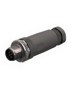 Złącze rozbieralne męskie M12 12P, proste BS81121-0/PG9, kod-A, zaciski śrubowe, dław. 6-8mm, żyły 0.14-0.25mm2