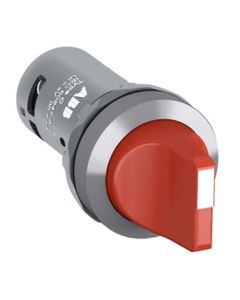 Łącznik pokrętny C3SS3-30R-20, czerwony, 2NO, 3-poz. lewe stabilne, prawe chwilowe, kołnierz metalowy chromowany