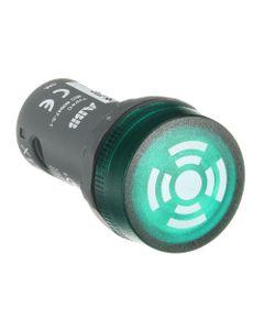 Brzęczyk podświetlany CB1-603G, 230V AC, 80dB, zielony z diodą LED, sygnał ciągły