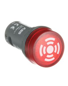 Brzęczyk podświetlany CB1-612R, 110-130V DC, 80dB, czerwony z diodą LED, sygnał przerywany