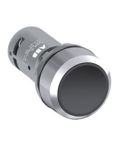 Przycisk kryty CP1-30B-11, czarny, 1NO+1NC, monostabilny, kołnierz metalowy chromowany