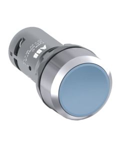 Przycisk kryty CP1-30L-20, niebieski, 2NO, monostabilny, kołnierz metalowy chromowany