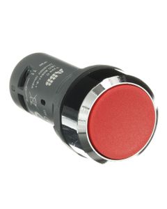 Przycisk kryty CP1-30R-01, czerwony, 1NC, monostabilny, kołnierz metalowy chromowany