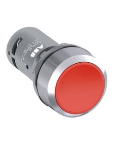 Przycisk kryty CP1-30R-20, czerwony, 2NO, monostabilny, kołnierz metalowy chromowany
