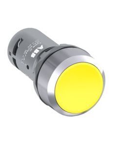 Przycisk kryty CP1-30Y-11, żółty, 1NO+1NC, monostabilny, kołnierz metalowy chromowany
