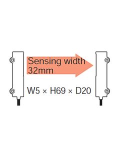 Głowica światłowodowa FT-A32, bariera, 69x20x5mm, zasięg STD 3.6m, R2, IP40, kabel 2m