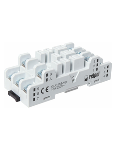 Gniazdo GUC11S-V0 szare, do przekaźników RUC faston 4,8, RUC-M, zaciski śrubowe, na szynę DIN