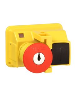 Przycisk awaryjny GV2K021, zatrzaskowy, odblokowanie kluczem, do obudowy GV2MC/GV2MP