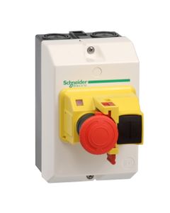 Obudowa natablicowa GV2MCK04, IP55 z przyciskiem awaryjnym do wyłącznika silnikowego GV2ME/GZ1