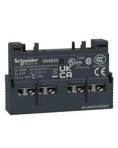 Styk pomocniczy GVAE20, 2NO montaż czołowy, do wyłączników GV2, GV3