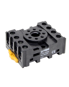 Gniazdo GZS8 czarne, do przekaźników R15 2P, zaciski śrubowe, na szynę DIN